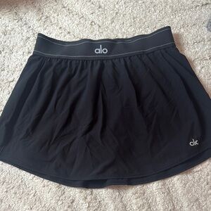 ALO Yoga Black Pleated Skater Mini Skirt